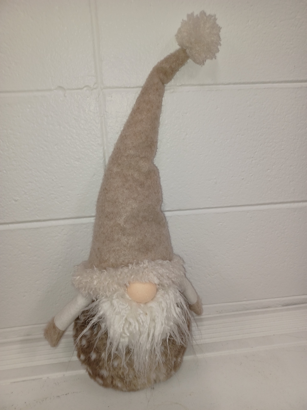 Beige Nordic Gnome Plush Accent - Cozy Neutral Holiday Decor